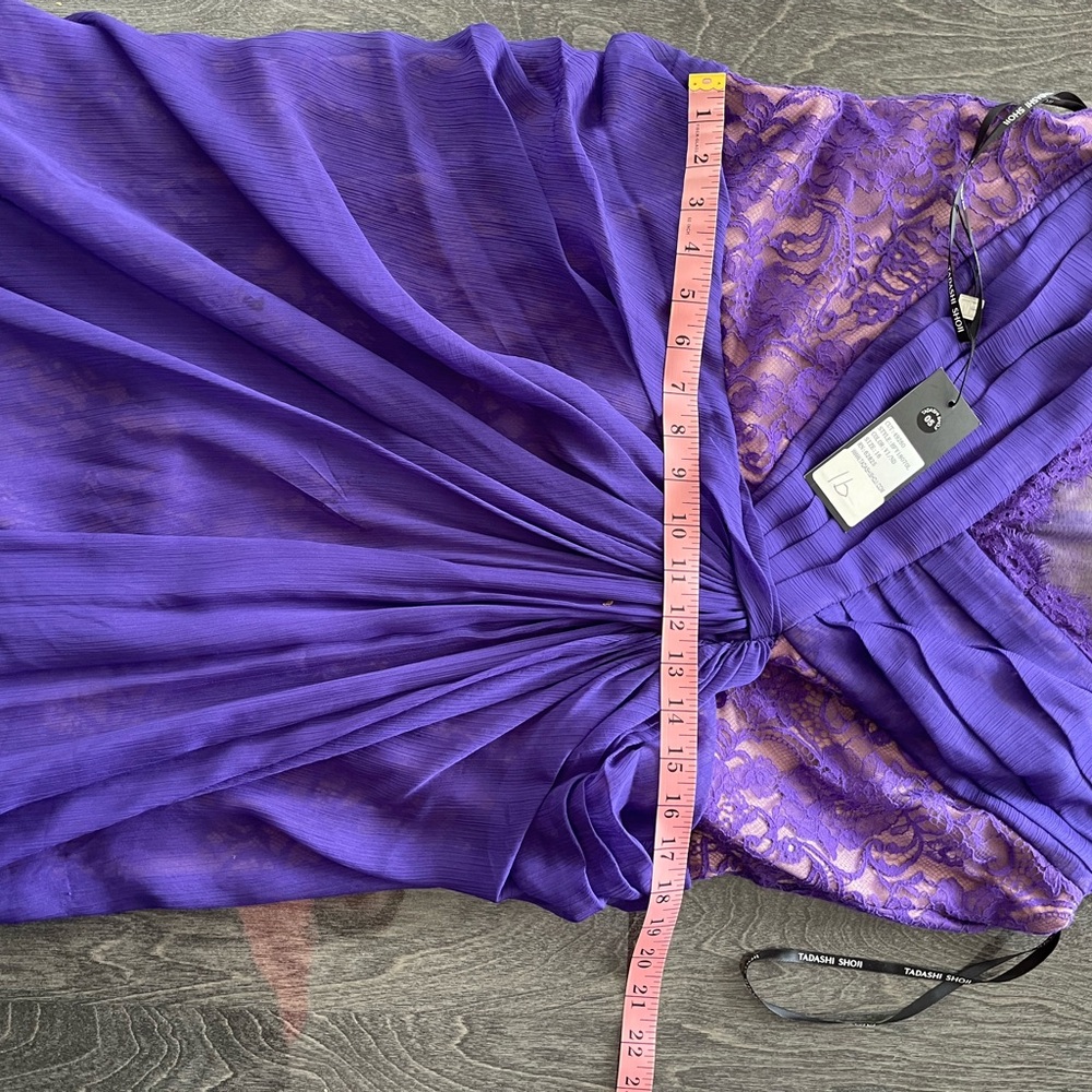 Tadashi Shoji Purple Aries lace $ chiffon Dress Gown.Sz 14 - Picture 10 of 14